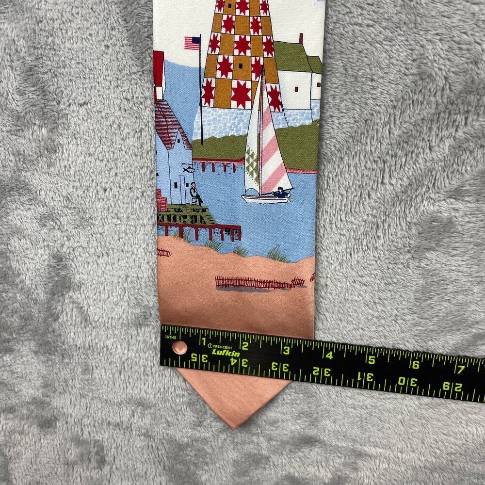 Jim Shore Lighthouse Sailing Themed Men's Classic 100% Silk Neck Tie - Picture 2 of 6
